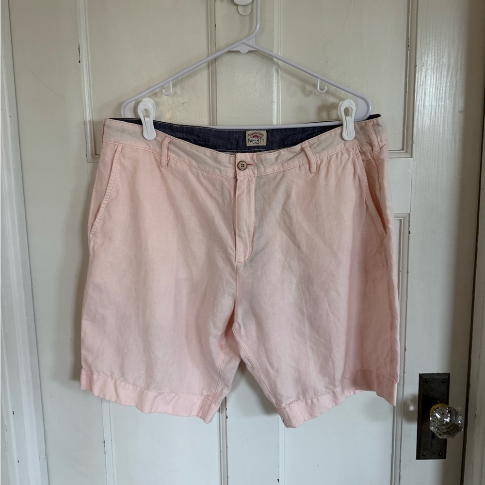 Faherty men’s light pink Malibu‎ linen blend short size 35